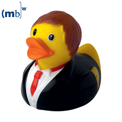 Smart suit and tie squeaking duck