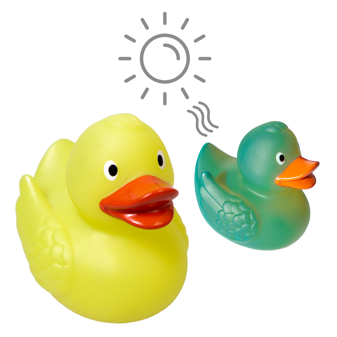 squeaky duck Magic UV colour change yellow/green