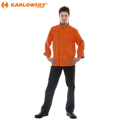 Chef jacket - Daniel - orange with black piping