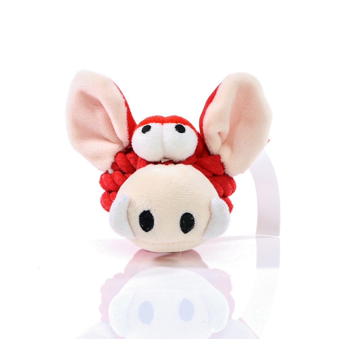 M170023-Dog toy knotted animal boar-red-one size