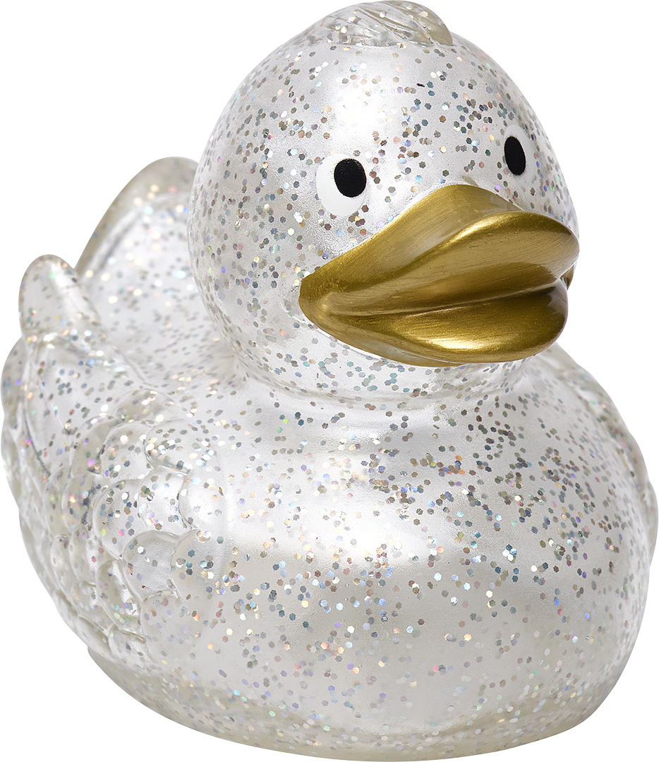 squeaky duck,  glitter gold beak