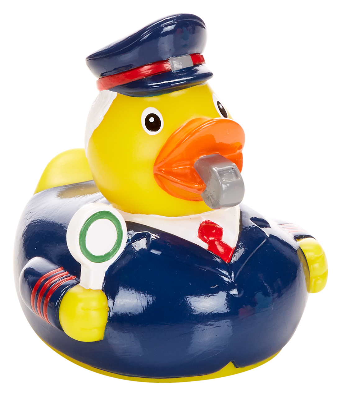 Squeaky duck train attendant