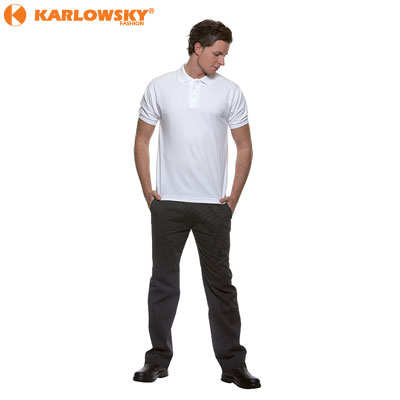 Mens pull on trousers - CARLO - black/white, pinstripes