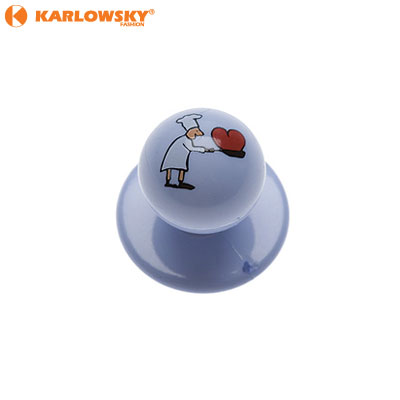 Buttons - Chef with heart - light blue with chef and heart