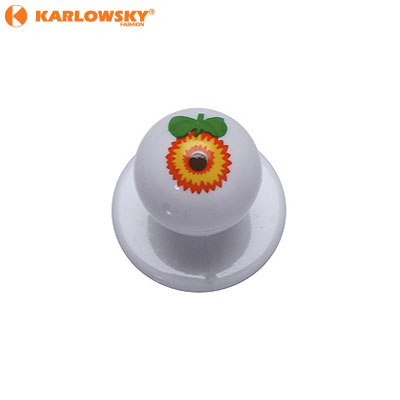 Buttons - flower - white with flower