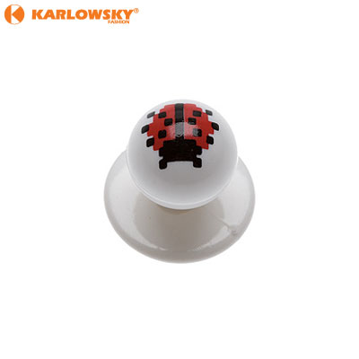 Buttons - Ladybird - white with ladybird