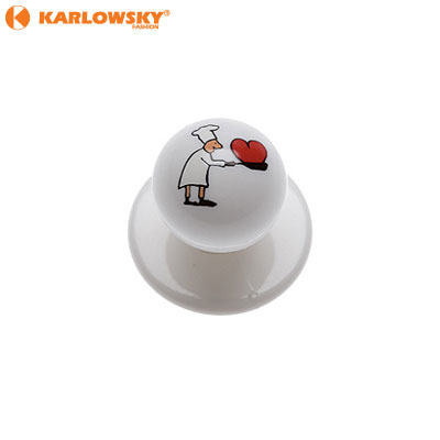 Buttons - Chef with heart - white with chef and heart