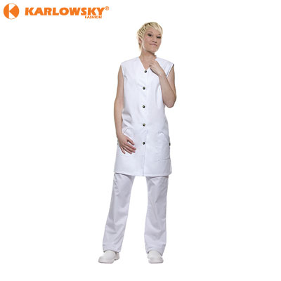 Workcoat - Carina - white with coloured buttons