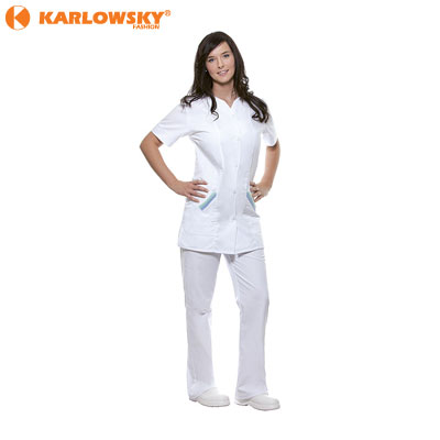 Workcoat - Melanie - white with blue trims