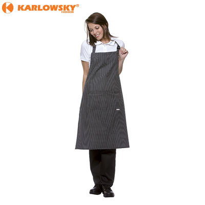 Bib apron - Carlo - black/white pinstripes
