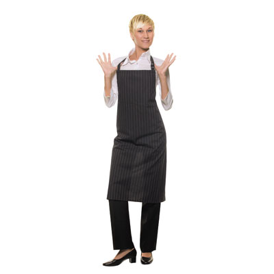 Bib apron - Calais - black/anthracite pinstripes