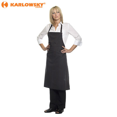 Bib apron - Belfort - black/brown pinstripes