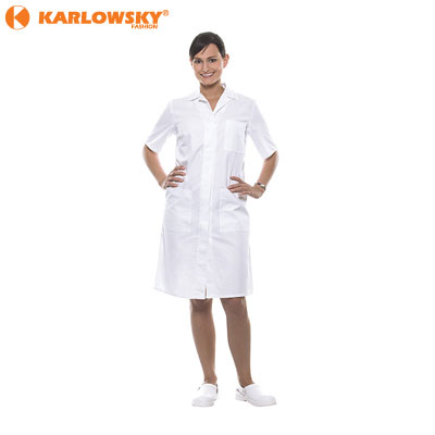 Ladies short sleeve workcoat - Bern short - white